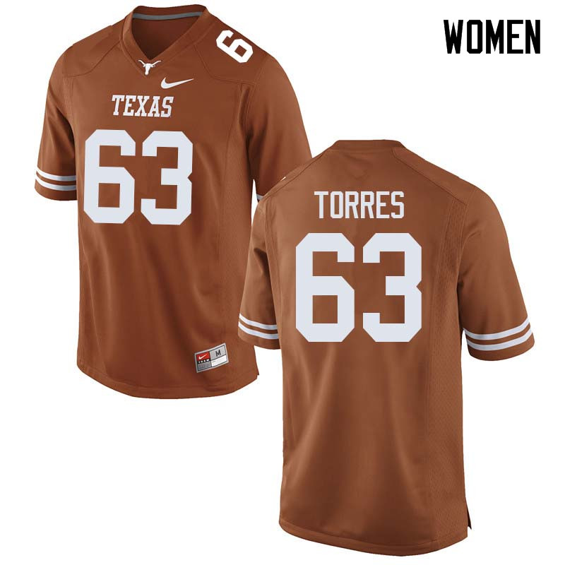 Women #63 Troy Torres Texas Longhorns College Football Jerseys Sale-Orange